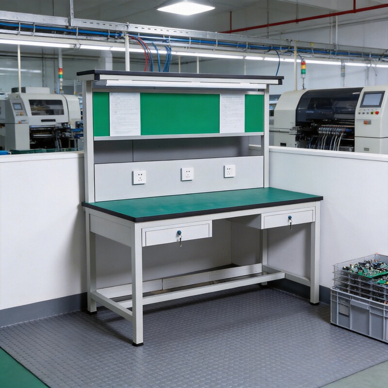 Lightweight Anti-Static Workbench Assembly Line Operation Table with Light Stand, Multifunctional Workshop Assembly Line