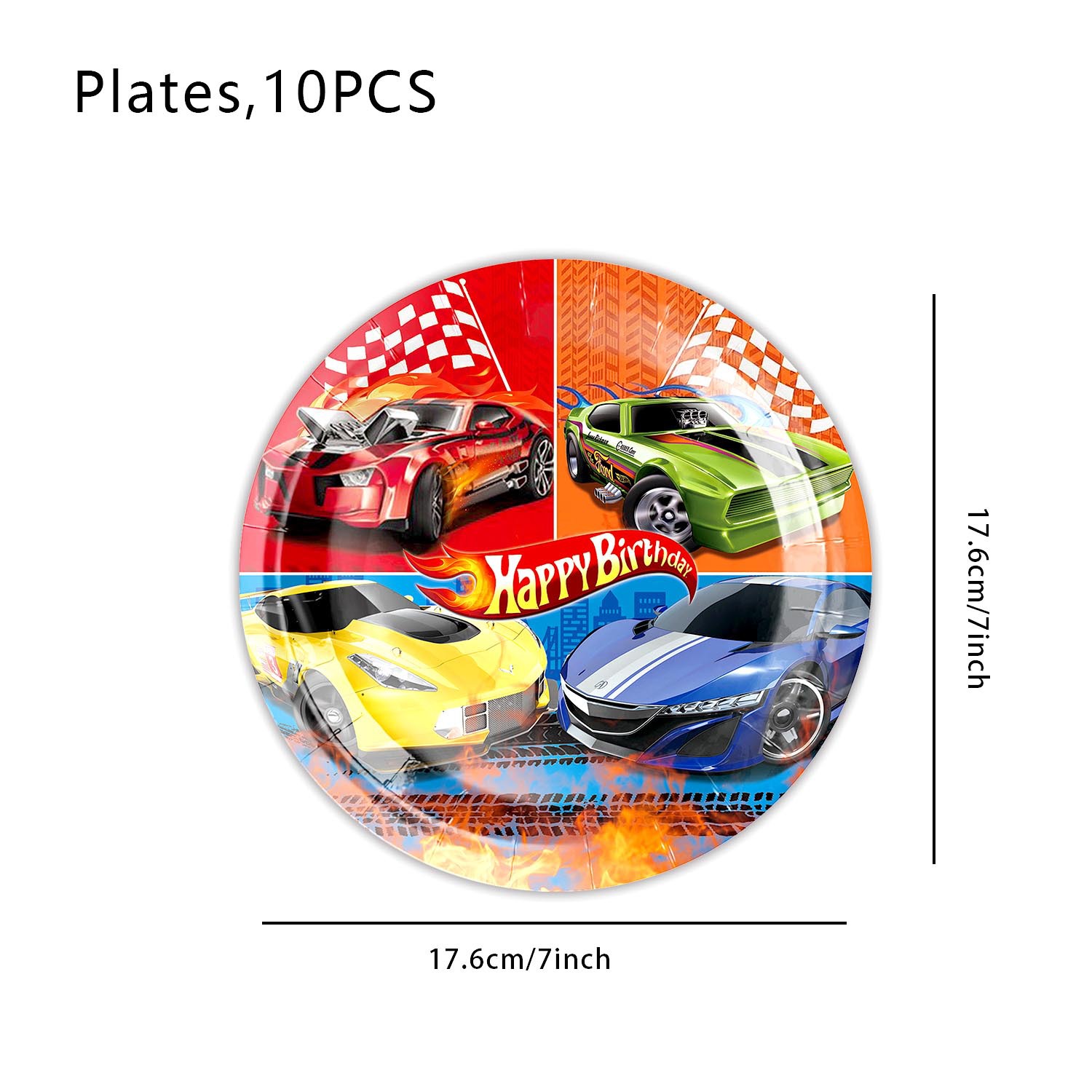 Amazon Hot Sale Hot Wheel Racing Theme Party Party cubiertos bandejas de papel tazas de papel bandejas de tracción