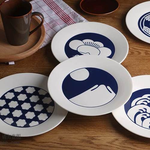 Export tableware Japanese -style ceramic disk Creative West Food Date and Wind Bowl Disk Fruit Disk Shallow Disk Porcelain