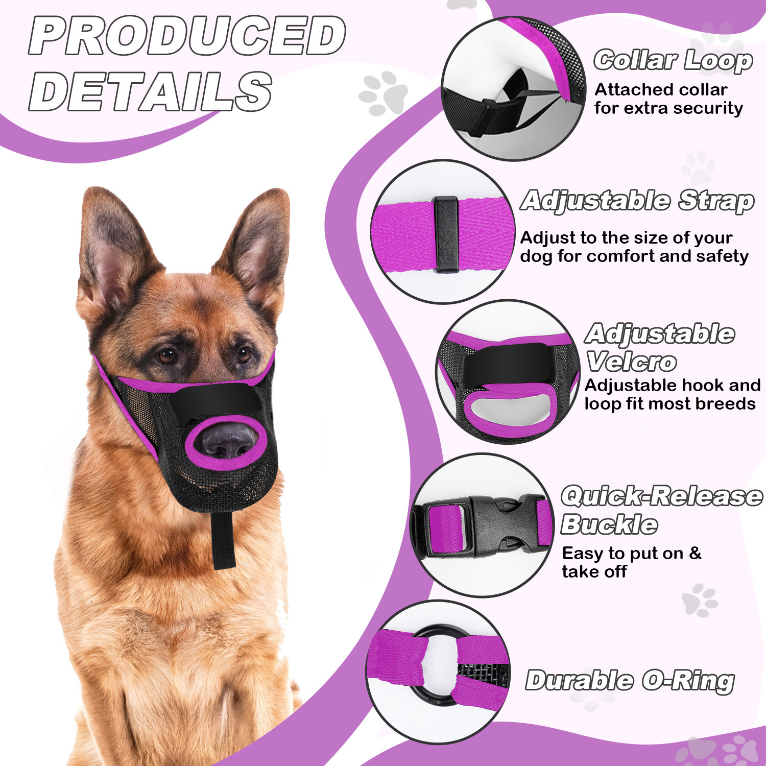 Máscara de boca para mascotas y perros, máscara de boca para evitar la comida, máscara de boca para evitar la llamada, rejilla de respiración para evitar lamer la boca, respiración ligera y portátil