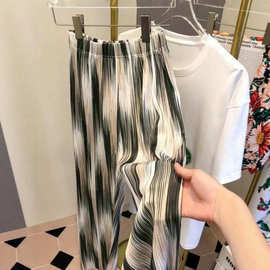 阔腿裤女夏季薄款直筒宽松休闲裤扎染渐变冰丝凉凉裤