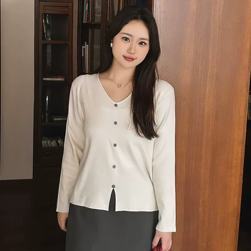 胖妹妹春秋新款针织衫大码网红开衫毛衣小外套胖mm网红上衣 3443