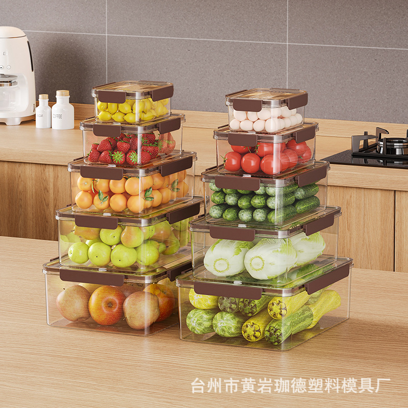 Factory pp transparent crisper rectangular refrigerator storage box frozen microwave oven timing sealed box