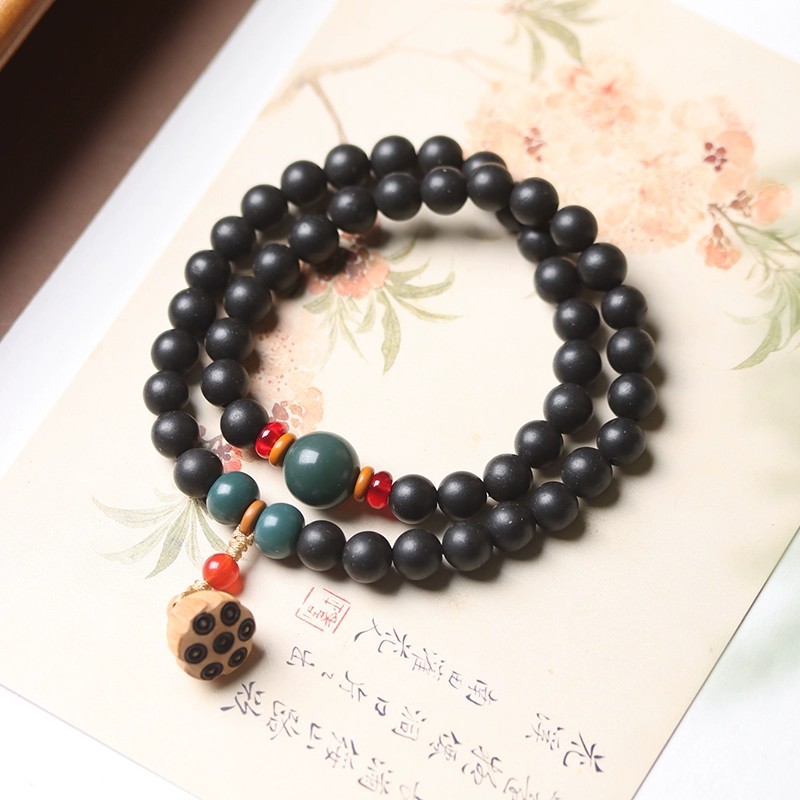 Factory Wholesale Tiktok Trending Qianling Fragrant Lotus Pendant Women's Bracelet Ethnic Style Cultural Toy Men's Traditional Chinese Medicine Bracelet