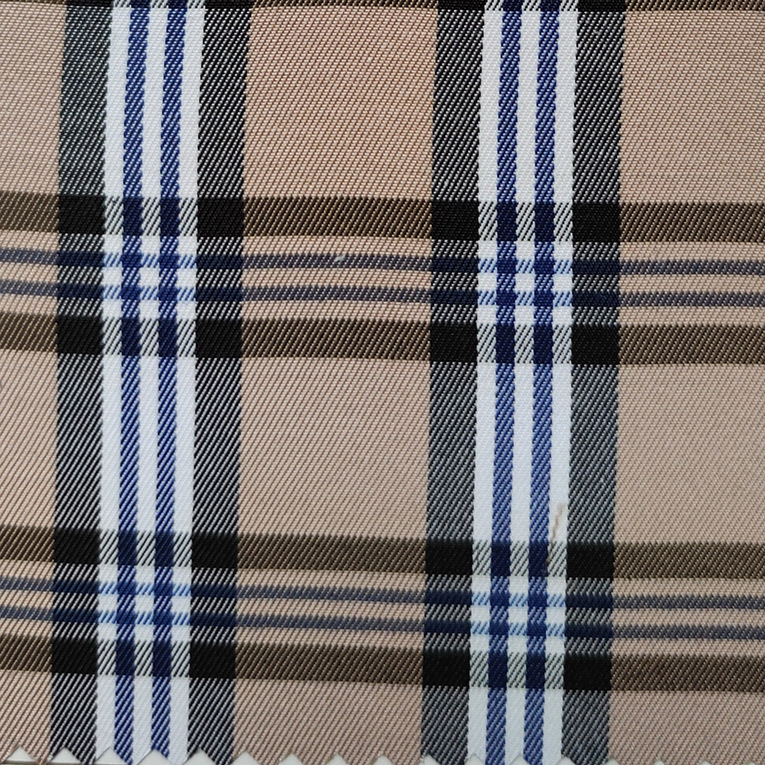 简约风格色织格子布 新款卡其色英伦风格色织面料 卡其色格子布