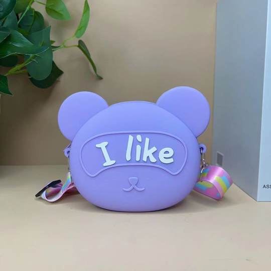 Letter bear head Children's coin purse 2023 new silicone bag mini messenger bag shoulder bag cute super cute fashion