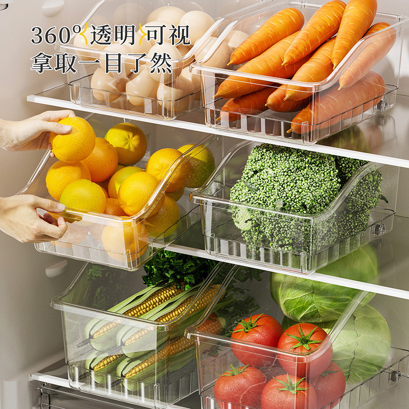Cesta de almacenamiento de cocina PP doméstica transfronteriza multifuncional de clasificación congelada caja de huevos transparente caja de almacenamiento de refrigerador fresco