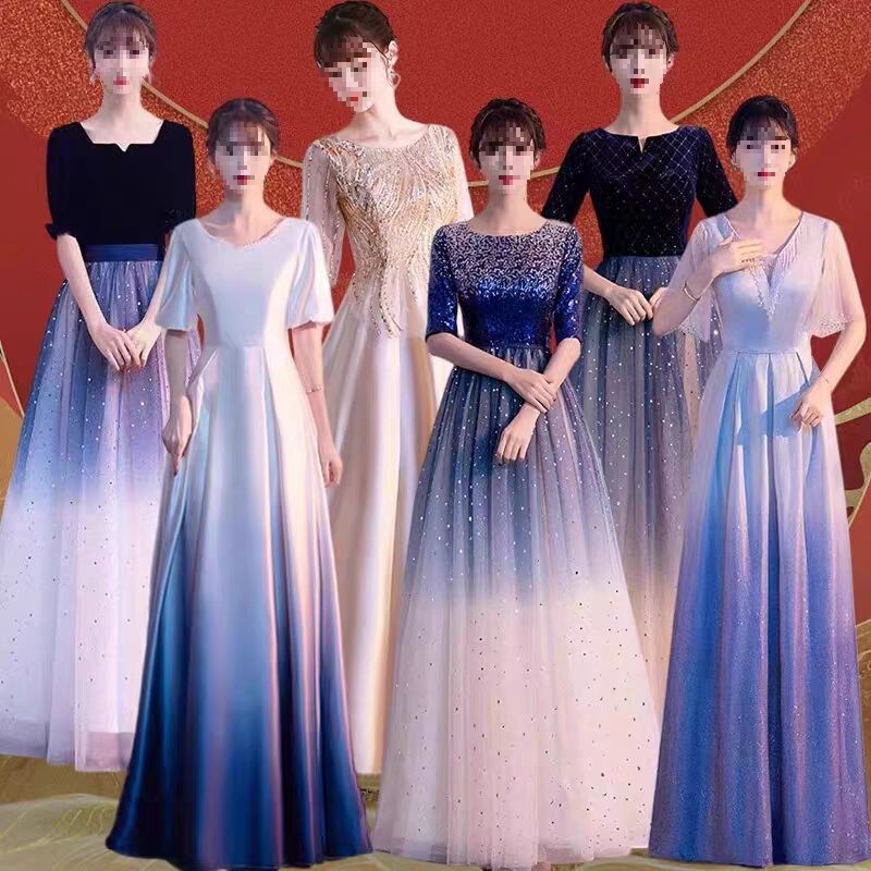 Large Choir Performance Clothing Women's Long Skirt Red Song Competition Clothing Red New Recitation Conductor Host Evening Dress