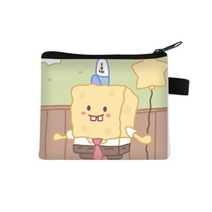 New SpongeBob SquarePants Children's Coin Purse Cute and High-Grade Portable Small Bag Large Capacity Square Storage Bag Wholesale