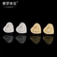 S925 Серебряные серьги в форме сердца Mashi Stone для мужчин и женщин Модные дикие серьги спот Европа и США трансграничный хип-хоп GRA