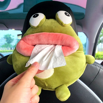 Cute Cartoon Plush Peihui — Car tissue box/set - funny-green-frog-tissue-paper