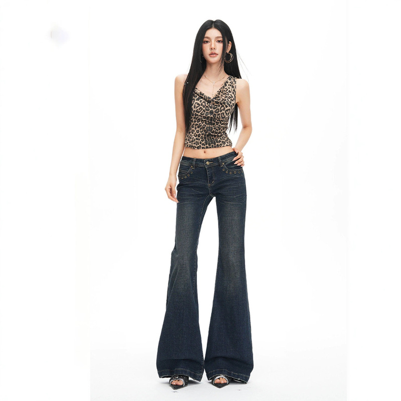 American-Style Low-Waist Flared Jeans for Women, 2026 New Vintage Slim-Fit Rivet Design Bootcut Pants American-Style Low-Waist Flared Jeans for Women, 2026 New Vintage Slim-Fit Rivet Design Bootcut Pants