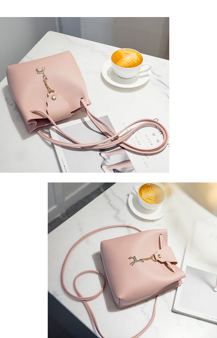 Women's Small Pu Leather Solid Color Elegant Classic Style Bucket Magnetic Buckle Flip Cover Shoulder Bag Crossbody Bag display picture 2