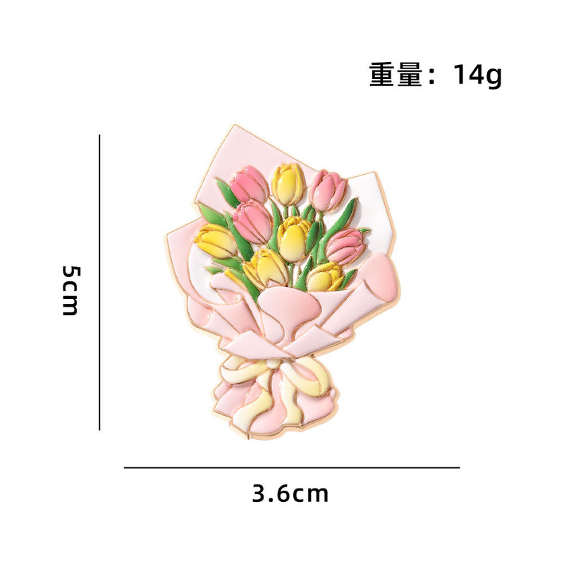仿真花束金属冰箱贴国潮文创七夕送礼玫瑰花牡丹花磁吸贴国庆礼物|undefined