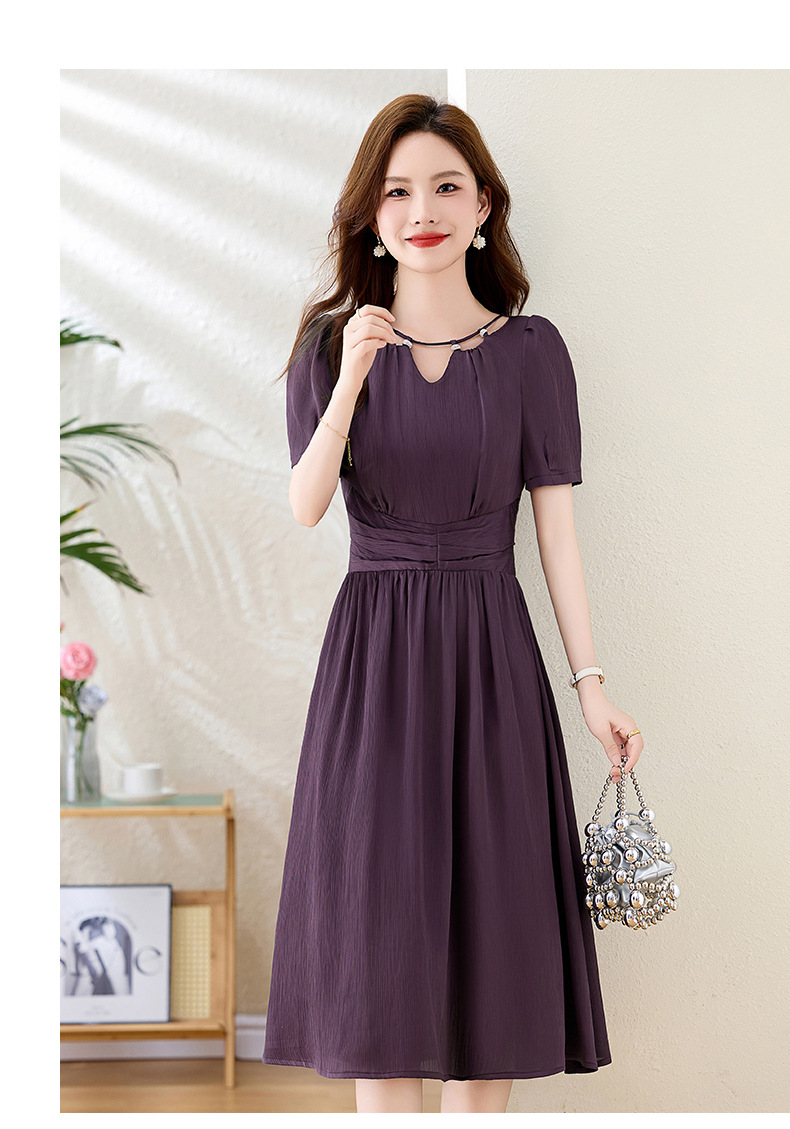 Váy midi mùa hè thời trang sang trọng, thiết kế thon eo, dáng dài vừa phải JX3320 — Màu đỏ rượu, Màu tím chi tiết 19