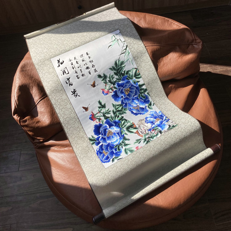 ✅真丝刺绣成品苏绣花开富贵牡丹装饰画软裱现代挂画婚庆节日礼品