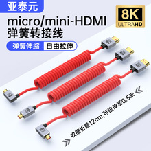 Mini Micro HDMI细软弹簧线弯头微单反相机稳定器阿童木监视器8K