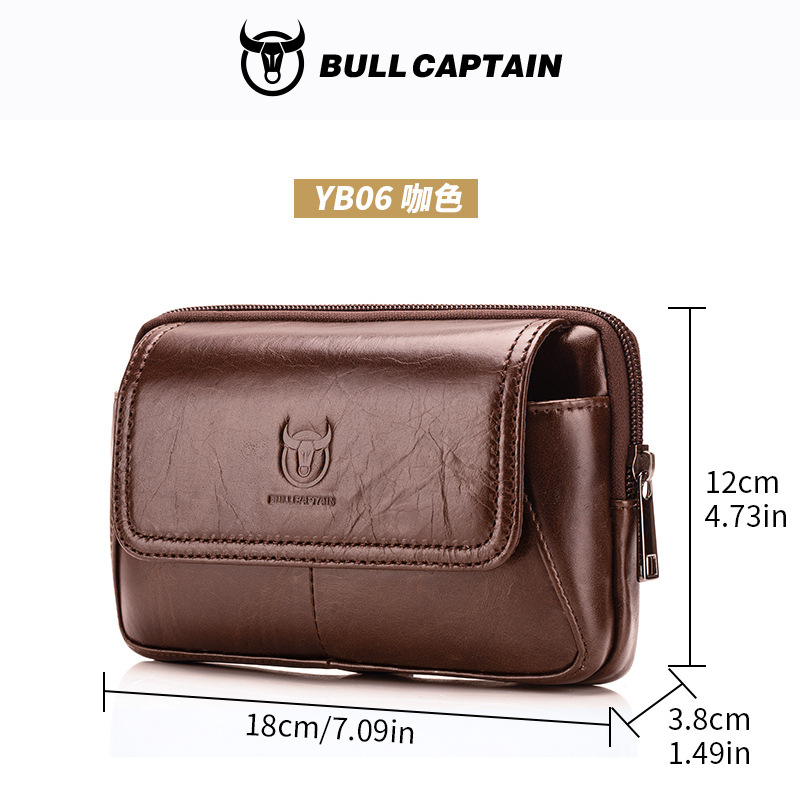 Capitán Niu cuero hombres cinturón de cuero multifuncional gancho cuero genuino 5.5.6.4.7 pulgadas teléfono móvil caja registradora bolso de la cintura