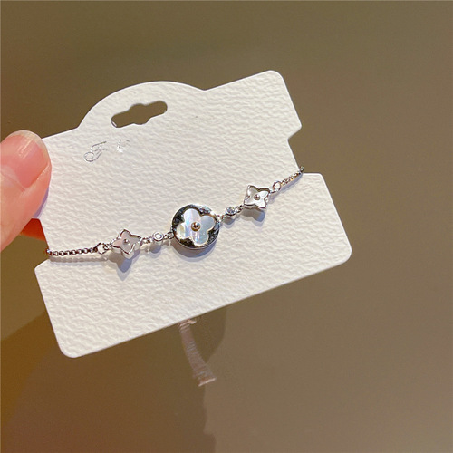 Korean INS-style flower bracelet  JOJOACC flower shell beaded bracelet for women, silver color J807
