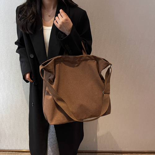 Simple, fashionable, casual, versatile canvas bag, stylish and elegant large-capacity tote shoulder bag crossbody backpack