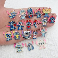 漫画アニメかわいいステッチ合金オイル滴下 diy ジュエリーアクセサリーネックレスイヤリングブレスレットキーホルダーペンダント