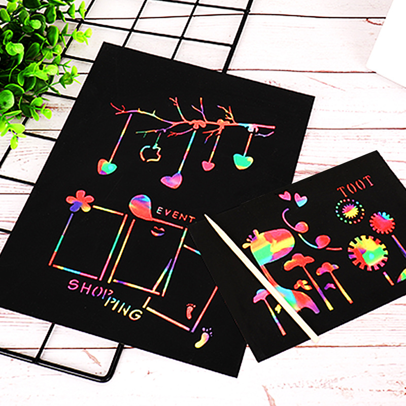 Factory Cross-border Colorful Scratch Card Children DIY Educational Scratch Book Japan Korea Europe and America Scratch Card Paper Wholesale
