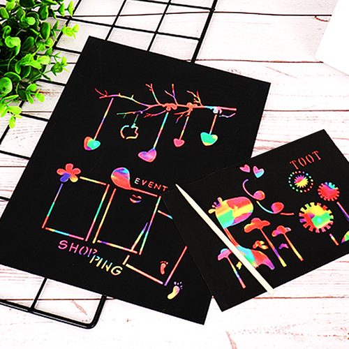 Factory Cross-border Colorful Scratch Card Children DIY Educational Scratch Book Japan Korea Europe and America Scratch Card Paper Wholesale