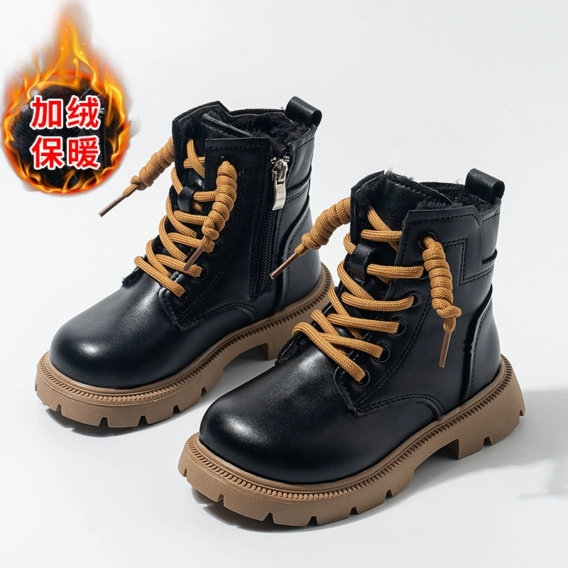 Детские Ботинки Martin, мужская и женская обувь, новые зимние короткие сапоги, стильные винтажные кожаные ботинки из утолщенного хлопка на флисовой подкладке