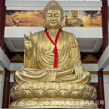 厂家铸造寺庙铜佛像一佛两弟子5.3米释迦牟尼佛像阿难迦叶尊者