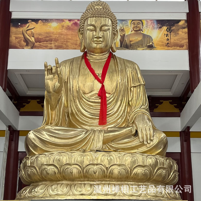 厂家铸造寺庙铜佛像一佛两弟子5.3米释迦牟尼佛像阿难迦叶尊者