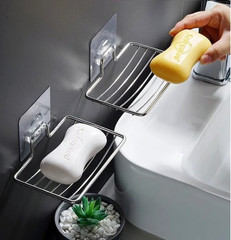 不鏽鋼肥皂架免釘肥皂置物架壁掛式免打孔肥皂架子多層瀝水架ins