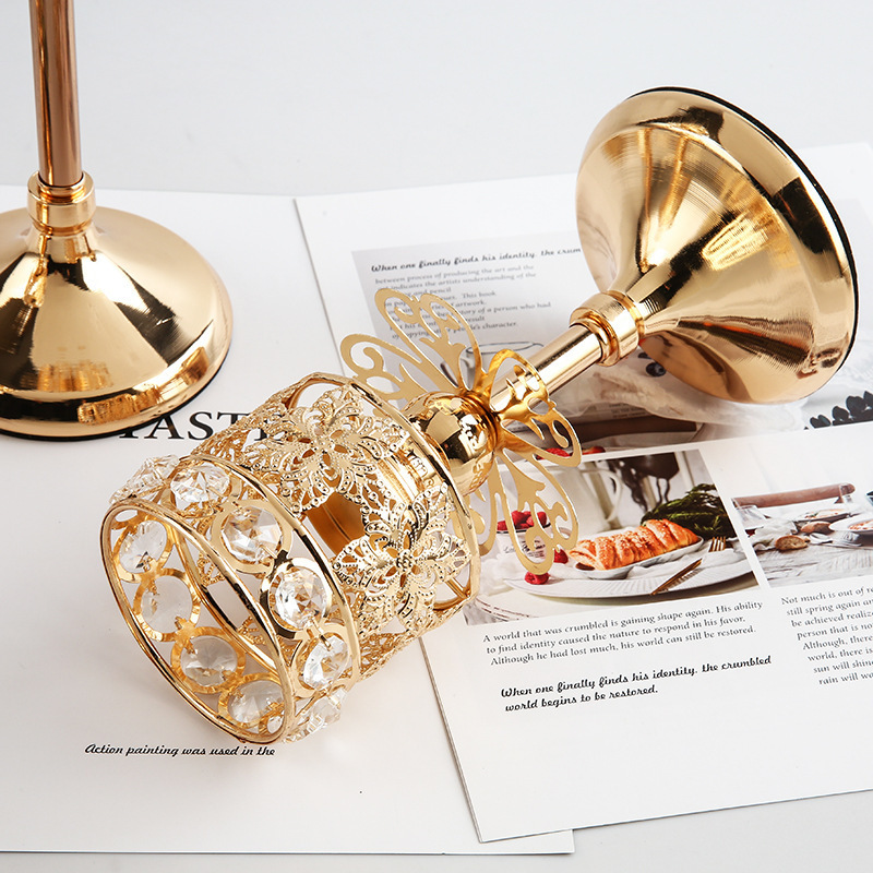 Candelaria europea transfronteriza cristal metal candelabrera decoración ligera de lujo mesa de comedor americana a la luz de las velas accesorios de comida romántica