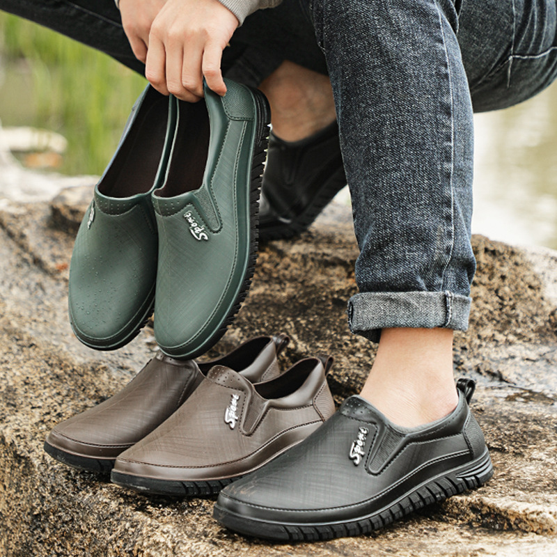 Cross-border fixed cotton rain boots men's short-tube winter warm…