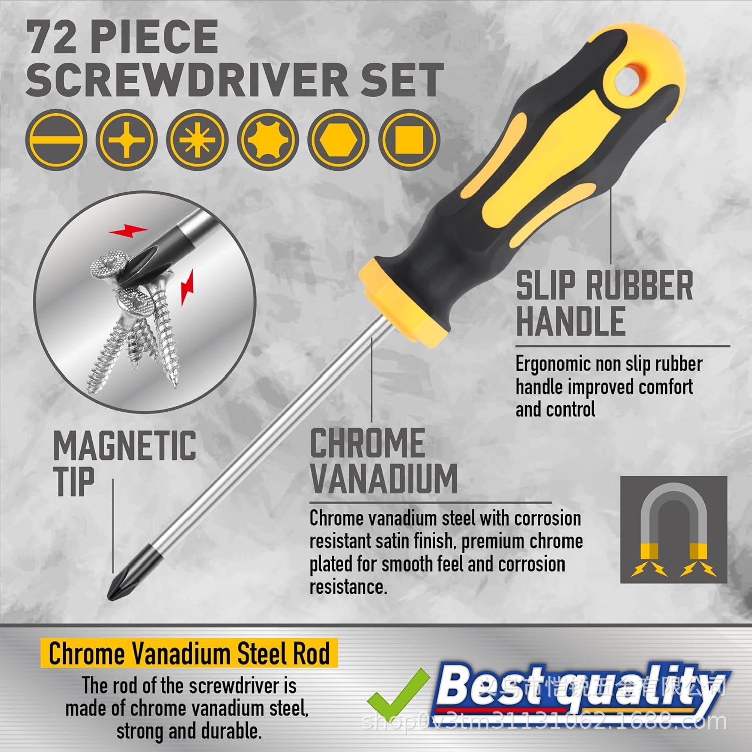 72 piece VDE insulated screwdriver set in stock, 1000V electrical special magnetic CR-V screwdriver 