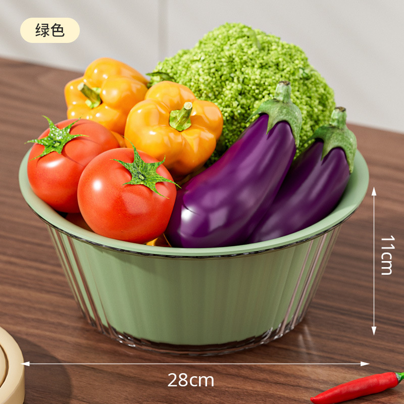 Nuevo fregadero de verduras de doble capa, plato de frutas de plástico para el hogar, cocina gruesa, filtro de agua multifuncional, canasta de lavado de arroz azul