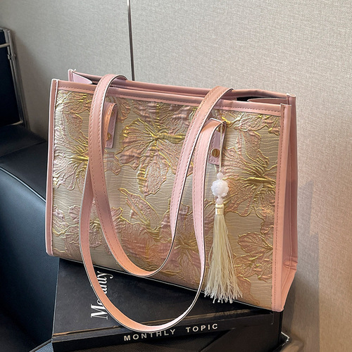 Large Capacity Single-Shoulder Women's Crossbody Bag 2024 New Model Casual Stylish Versatile Handheld Tote Bag for Students and Commuting