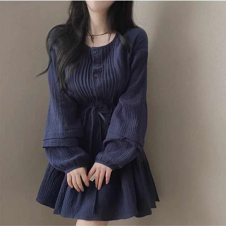 Chic New Fashion Trendy Skirt with Patchwork and Tie-Up Dress