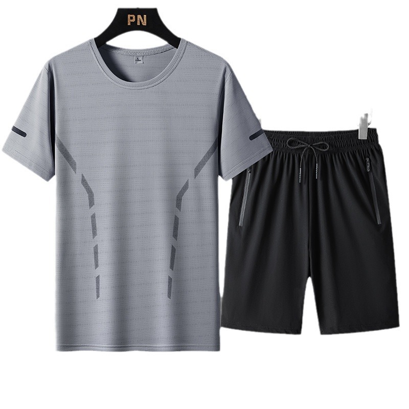 2024 verano ropa de hombre hielo deportivo conjunto casual hombre rápido secado conjunto de tres piezas fresco conjunto transpirable al por mayor