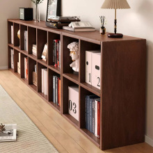 批发实木书柜置物架落地美式胡桃木色格子柜书架自由组合置物柜sh