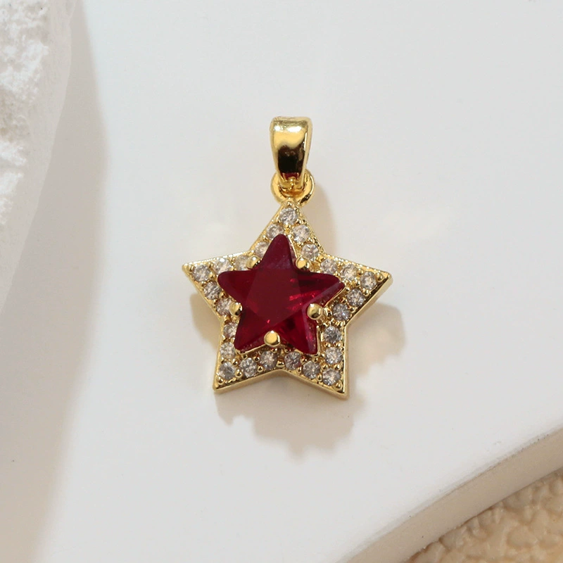 Серебренное подвесное ожерелье с звездой (18 карат) с микропаве камнями,DIY элегантный минималистичный аксессуар