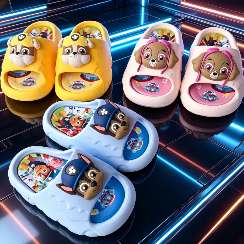 Children's Cartoon Dog Slippers, Cute Dog Non-Slip Home Shoes, Men's and Women's Baby Bath Slippers, New Summer Style