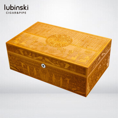 鲁宾斯基LUBINSKI雪茄盒 硬枫木埃及雕刻纹雪松木雪茄保湿盒烟盒|ms