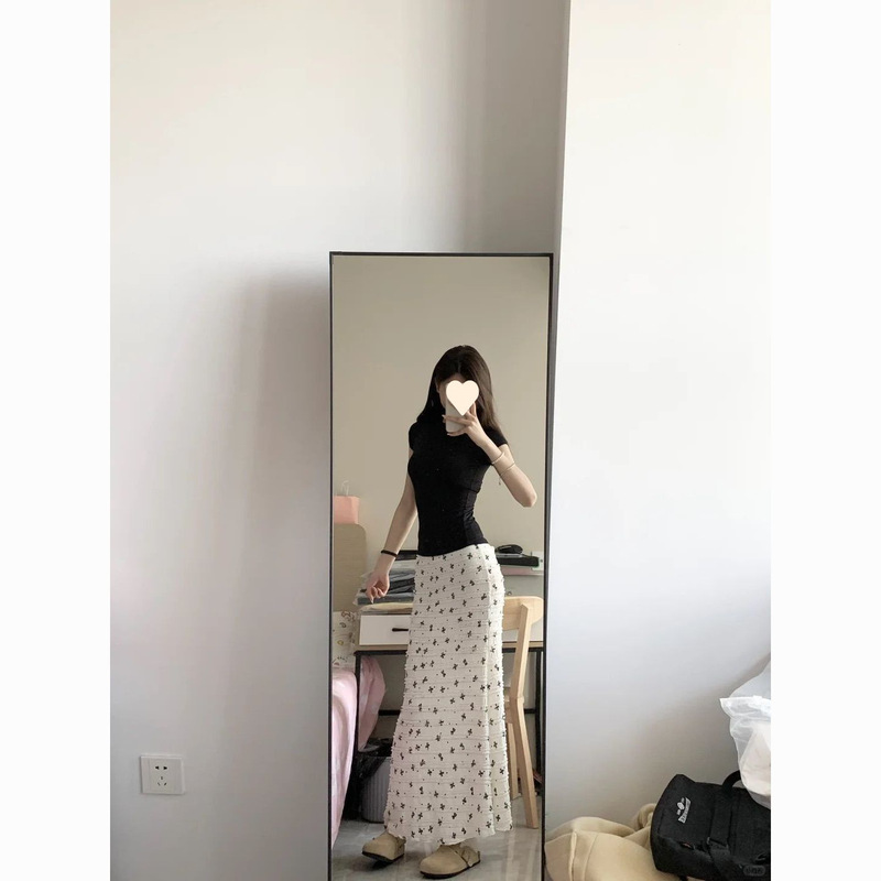 套装女春夏新款韩系辣妹短袖恤上衣高腰显瘦碎花鱼尾半身裙|undefined