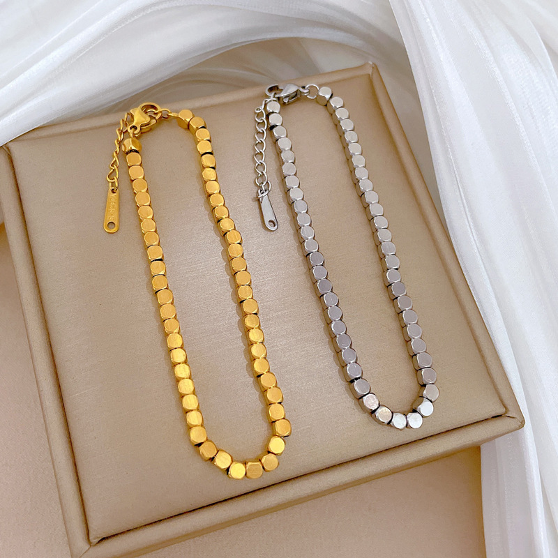 Minimalist Retro Box Chain Bracelet For Women Silver Tone Stylish_voghion.com
