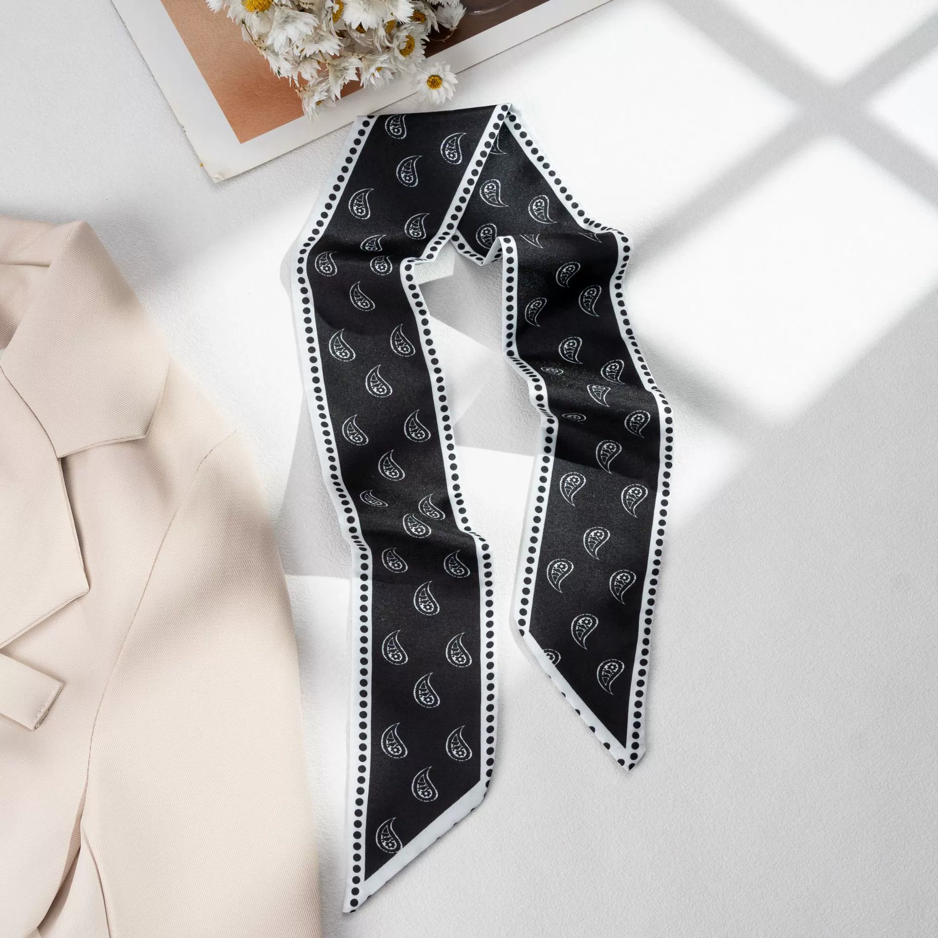 Silk Scarf Hairband (Suhang) long streamer 89×3.8 cm, lightweight gift box option