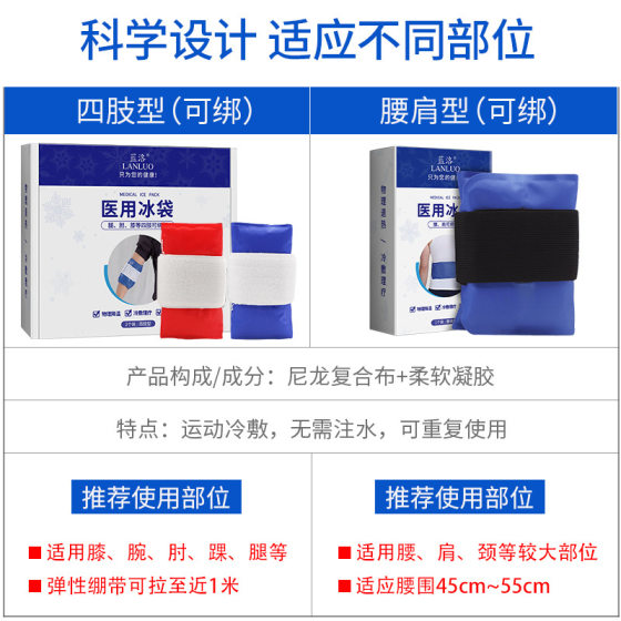 Lanluo medical ice bag can be tied cold compress hot compress bag waist and shoulder postoperative nursing cooling repeated use spot wholesale