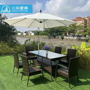 Rattan Table and Chair Set for Outdoor Terrace, Suitable for Milk Tea Shops and Cafes, Featuring a Simple and Casual Design