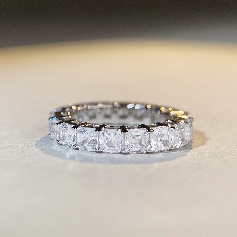 Fashion Square Sterling Silver Inlay Zircon Rings 1 Piece