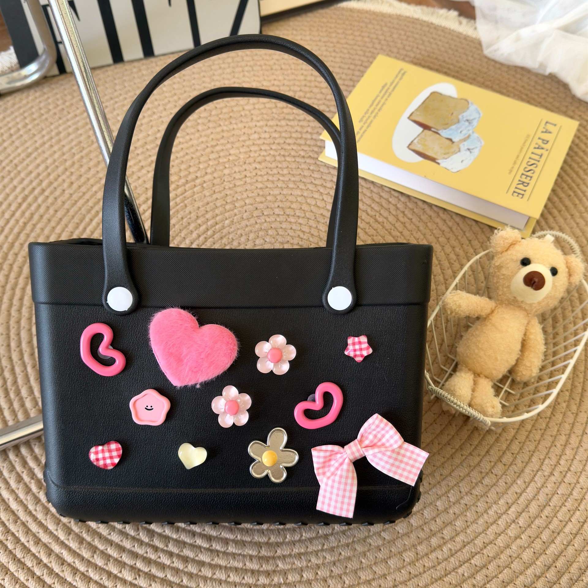 957g Weight Open Closure Type Double Handle Strap Type Square Bag Bags Type Casual Occasion EVA Material Heart Shape, Bow Knot Pattern All Seasons Season Women's Gender Cute Style Square Shape Women's EVA Heart Shape Bow Knot Cute Square Open Square Bag 1