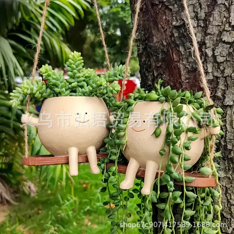 Cross-border Explosions Fleshy Flower Pot Cute Smile Swing Flower Pot Green Plant Breeding Hanging Basket Flower Pot Simple Personalized Decoration